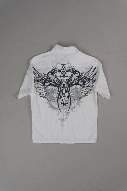 Vintage Y2K Helix Cropped Button-up T-shirt