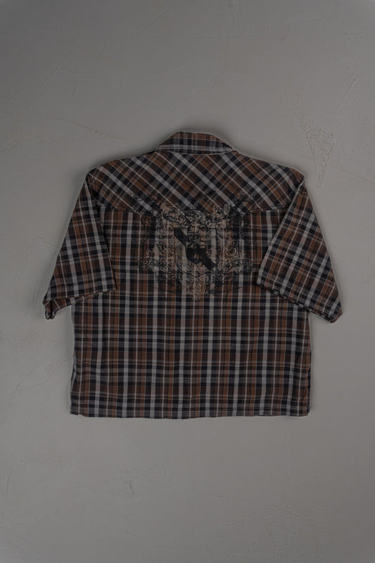 Vintage Y2K Modern Culture Cropped Button-up T-shirt