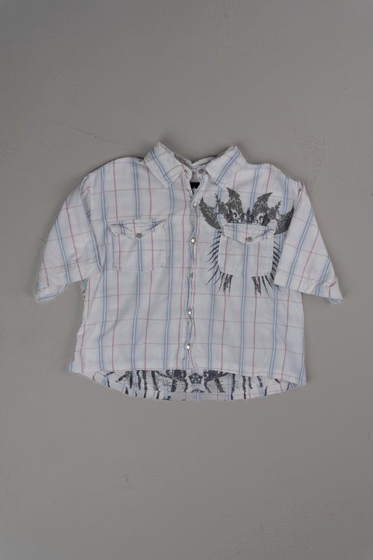 Vintage Y2K Chalc Cropped Button-up T-shirt