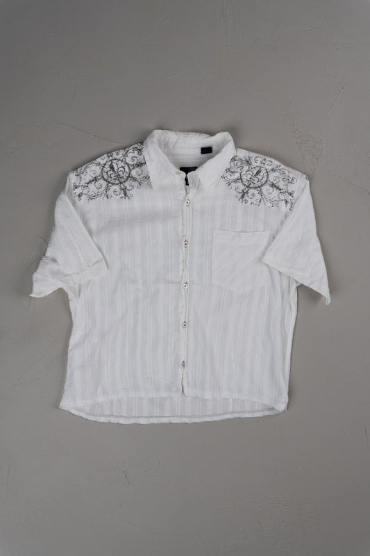 Vintage Y2K Point Zero Cropped Button-up T-shirt