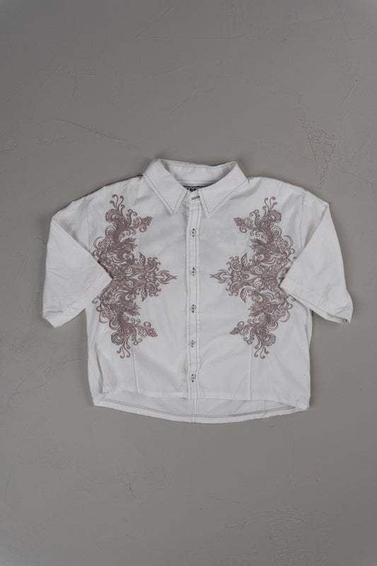 Vintage Y2K Blueink Cropped Button-up T-shirt