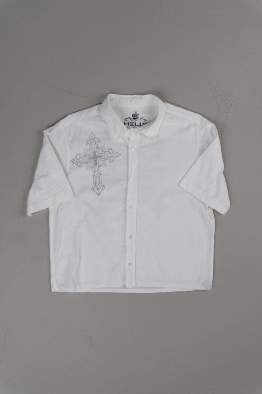 Vintage Y2K Helix Cropped Button-up T-shirt