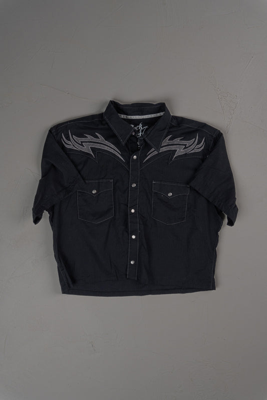 Vintage Y2K Rock 47 By Wrangler Cropped Button-up T-shirt