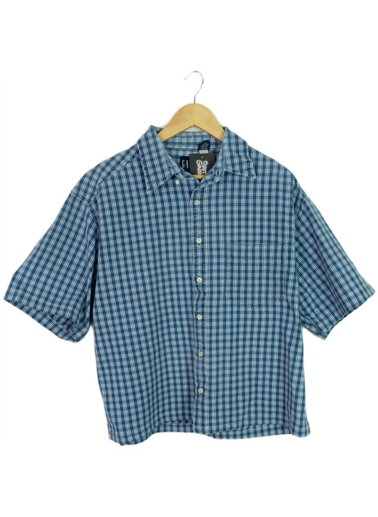 Vintage Gap Cropped Button Up Blue