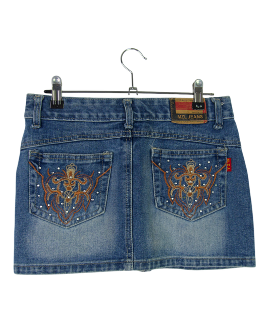 MZL Jeans Embroidered Pocket Skirt