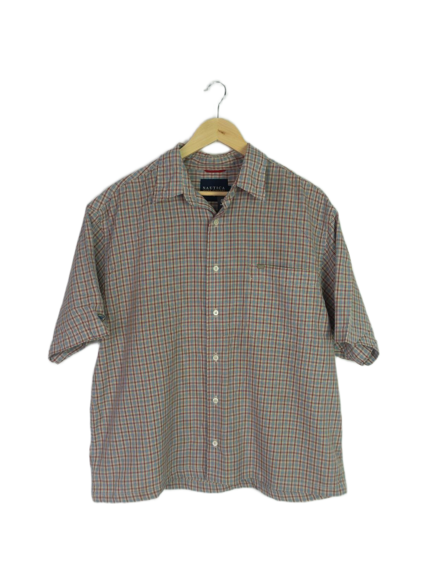 Vintage Nautica Gingham Cropped Button Up Red
