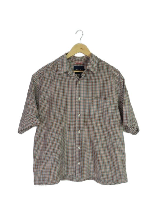 Vintage Nautica Gingham Cropped Button Up Red