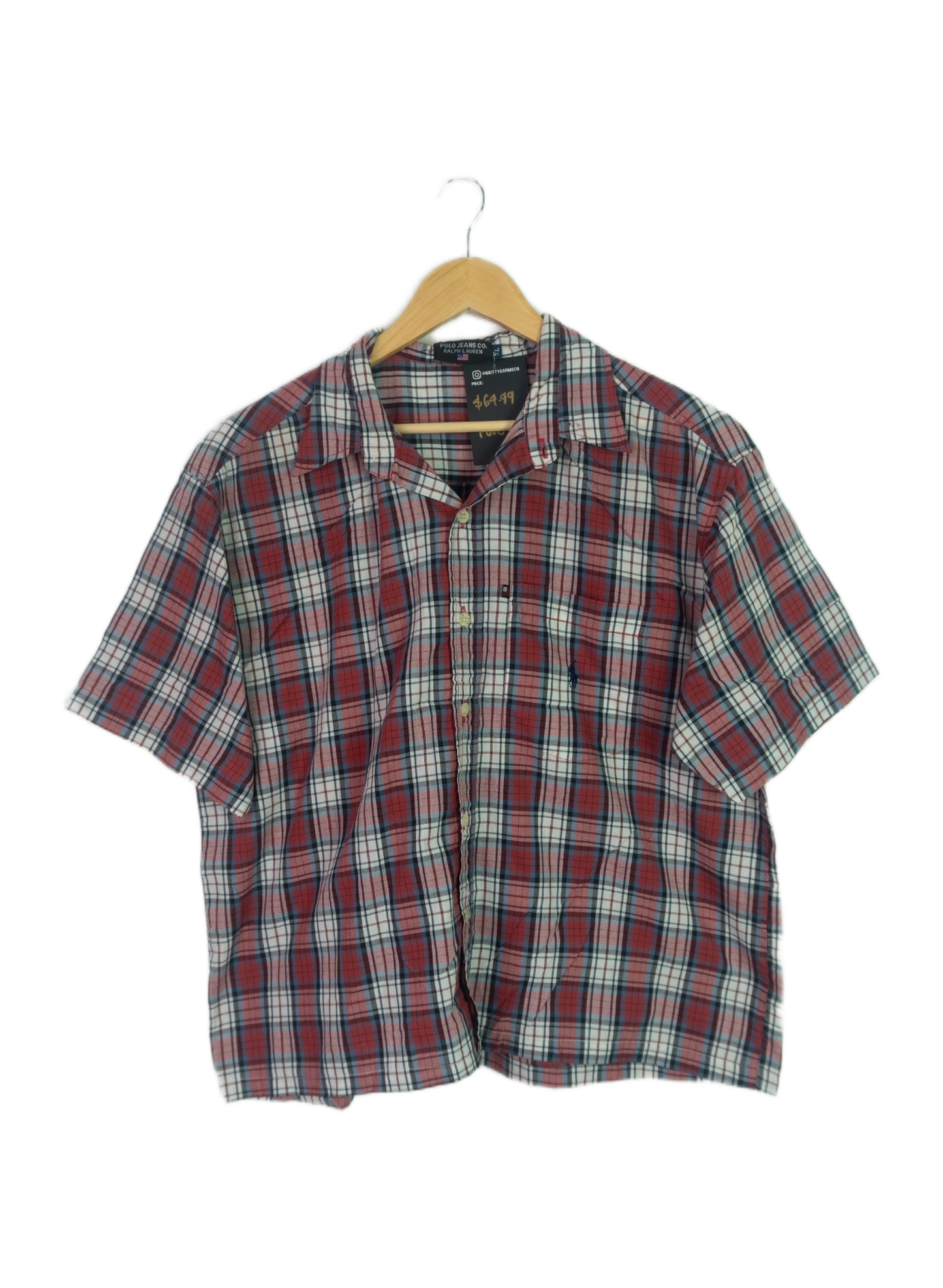 Vintage Polo Cropped Button Up Red