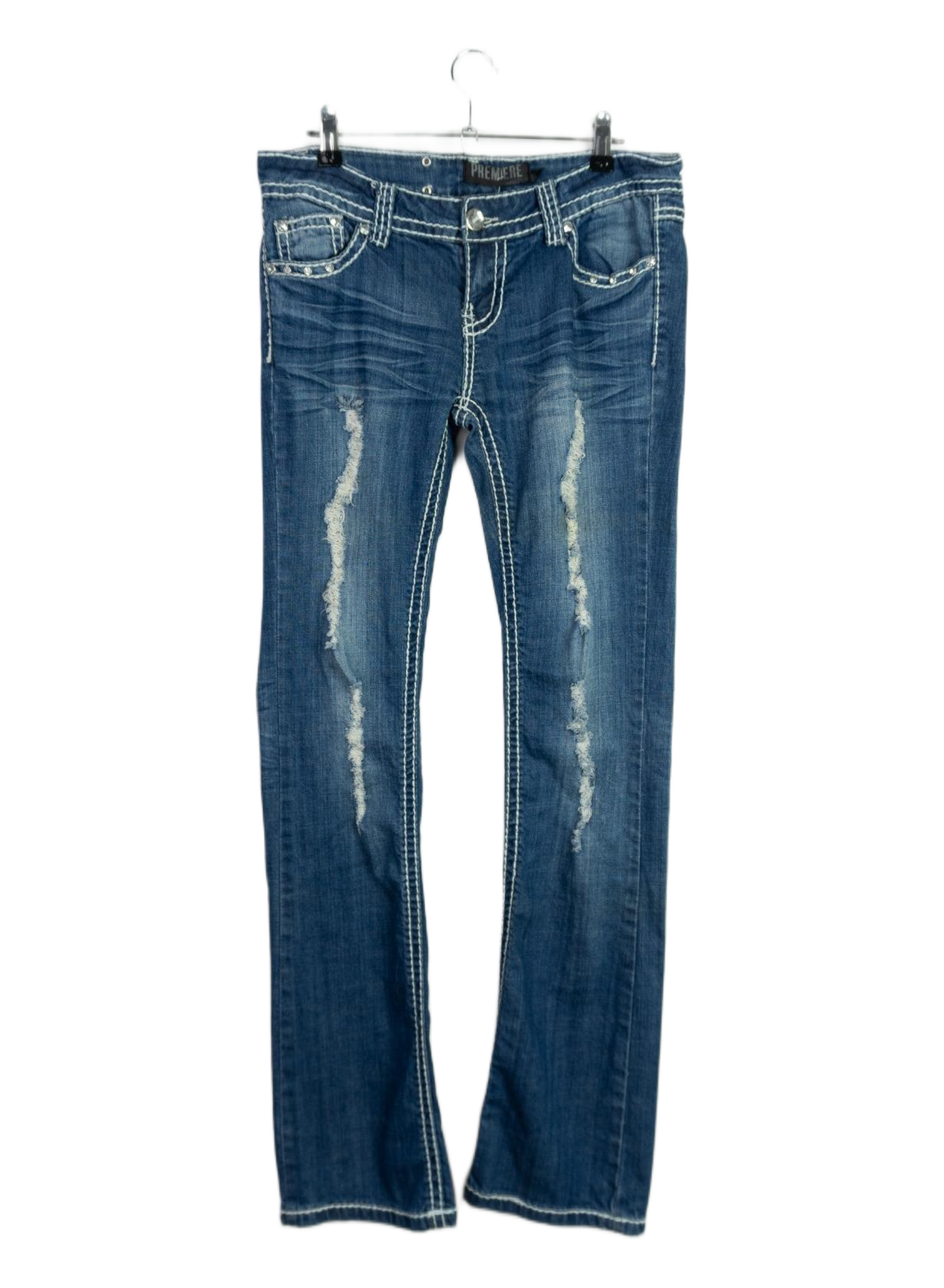 Vintage Y2K Premiere Distressed Rhinestone Jeans