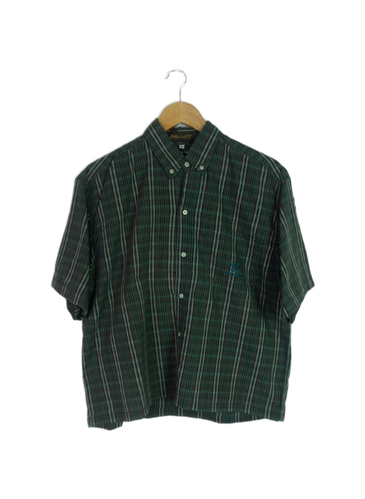 Vintage Timberland Green Gingham Cropped Button Up