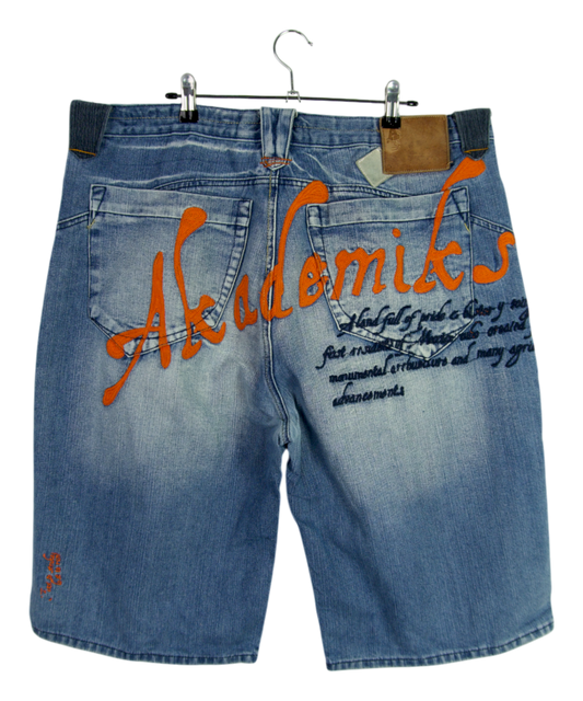 Vintage Akademiks Denim Shorts Graffiti Script
