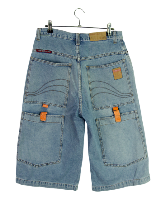 Vintage Bald Mark Denim Shorts Wave Pocket