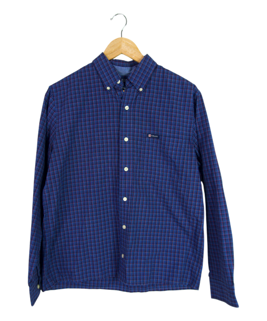 Vintage Chaps Cropped Longsleeve Button Up – Blue & Black