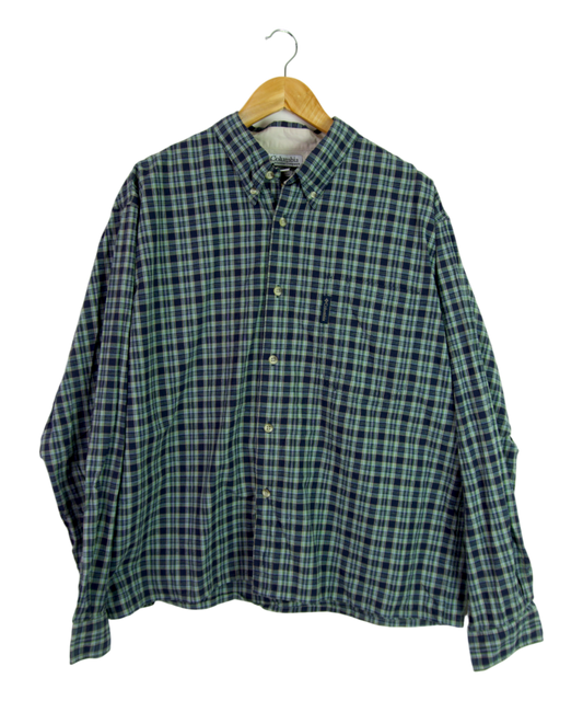 Vintage Columbia Cropped Longsleeve Button Up – Navy & Green
