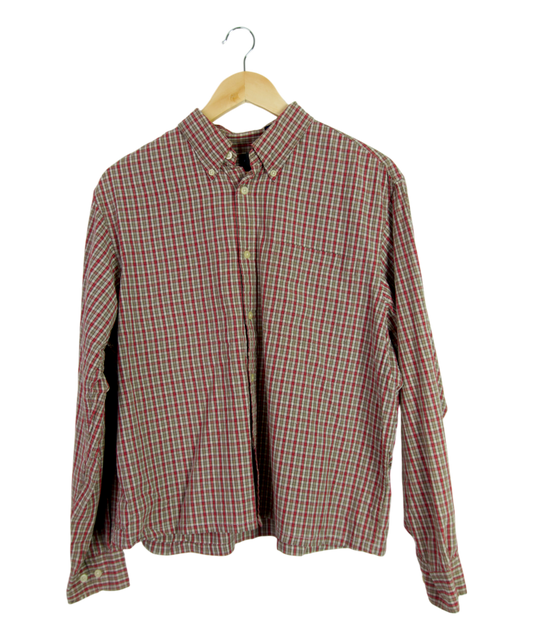 Vintage Gap Cropped Longsleeve Button Up – Red & Brown