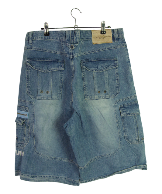 Vintage Majah Flavah Light Wash Denim Cargo Shorts