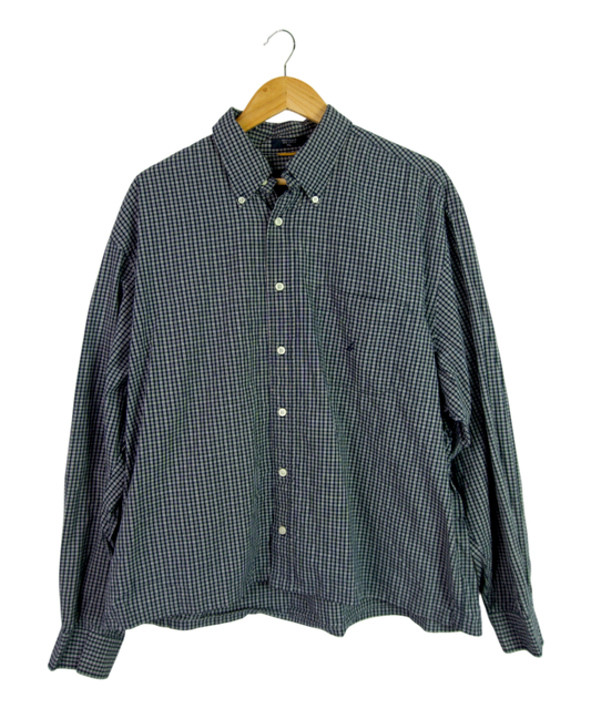 Vintage Nautica Cropped Longsleeve Button Up – Blue & White