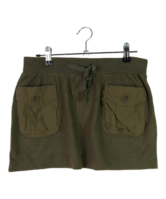 Vintage Rose Bud Utility Mini Skirt – Army Green